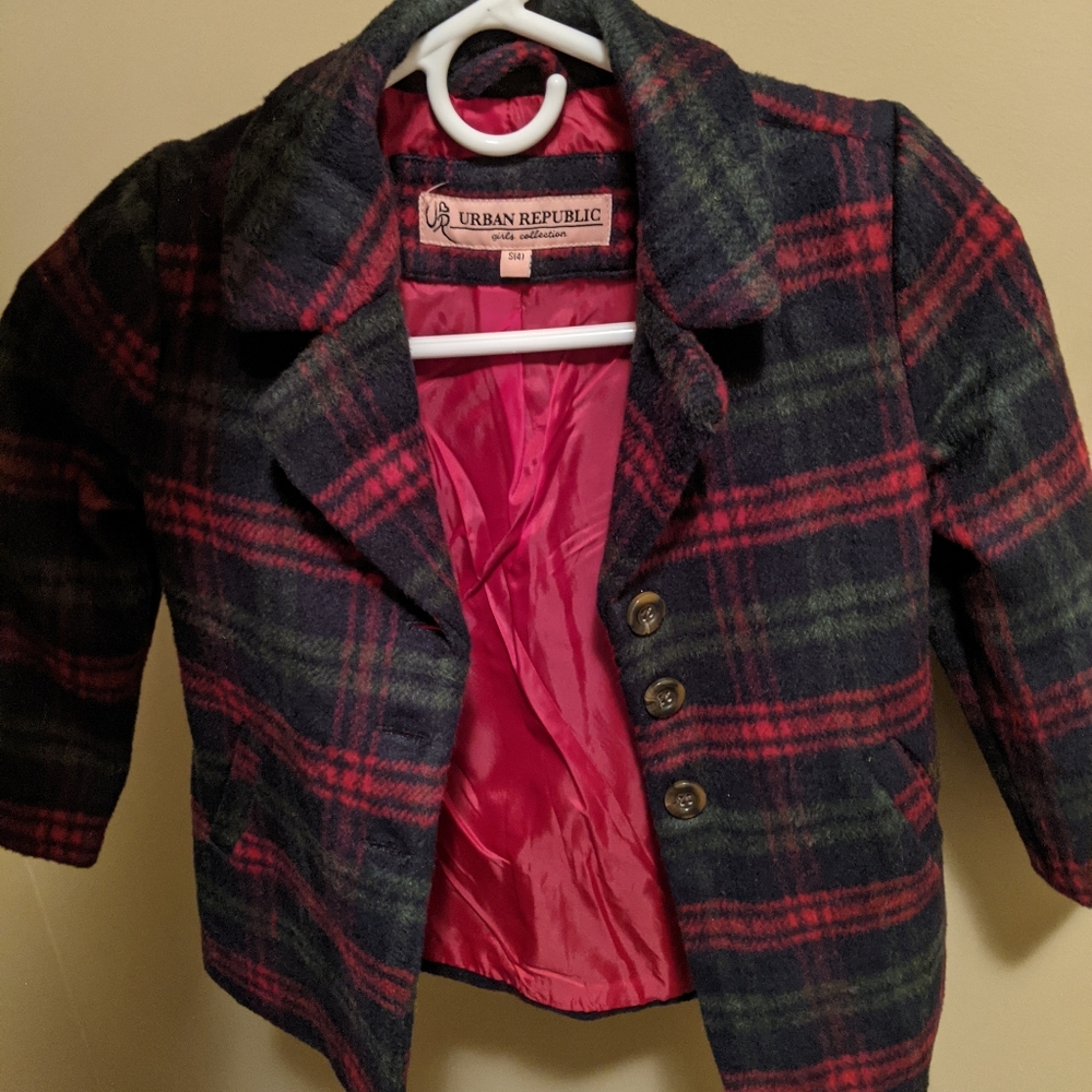 Plaid pea coat